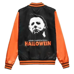 1978 Unisex Halloween Black Orange Satin Spooky Bomber Varsity Outerwear Jacket