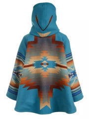 Kelly Reilly Jacket Beth Dutton Yellowstone Blue Hooded Poncho Women Coat