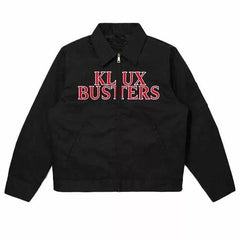 Men's Klux Buster Black Cotton Jeans Full Zipper Bomber Jacket