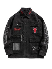 Materials: Denim Slipknot Inspired Heavy Metal Denim Jacket – Unisex Streetwear