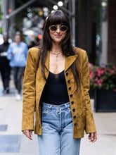 Dakota Johnson Mustard Suede Jacket