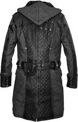 Assassins Creed Men's Grey Syndicate Jacob Frye Trench Real Leather Wool Coat