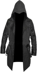 Assassins Creed Men's Grey Syndicate Jacob Frye Trench Real Leather Wool Coat