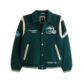 Abercrombie Philadelphia Eagles Vintage Green Fly Bomber Varsity Jacket
