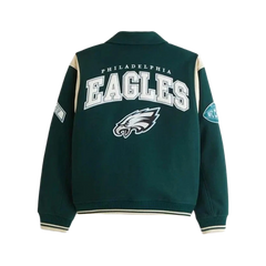 Abercrombie Philadelphia Eagles Vintage Green Fly Bomber Varsity Jacket