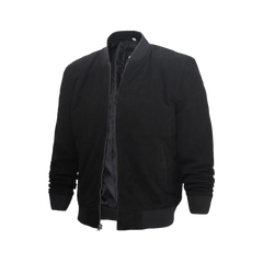 Adamsville Men's Black Suede Bomber Jacket