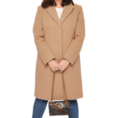 Aline Women's Regular Fit Beige Wool Coat