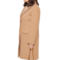 Aline Women's Regular Fit Beige Wool Coat