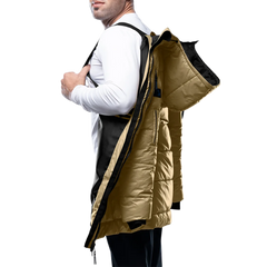 Alton Mens Beige 3/4 Length Puffer Insulated Coat With Hood