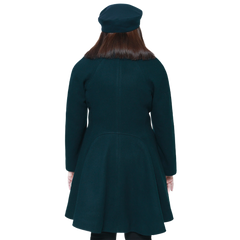 Ana Women's Forest Green Double Breasted Flare Wool Coat - Regular Fit