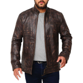 Angus MacGyver Distressed Brown Leather Jacket