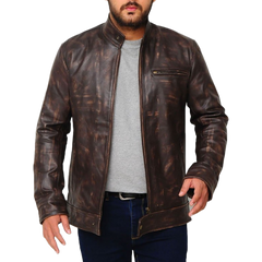 Angus MacGyver Distressed Brown Leather Jacket