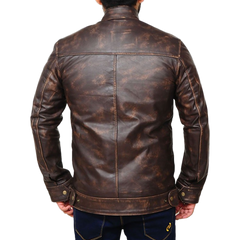 Angus MacGyver Distressed Brown Leather Jacket