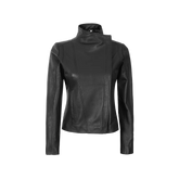 Arezzo Black Flap Closure Leather Cafe Racer Jacket