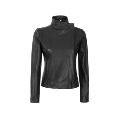 Arezzo Black Flap Closure Leather Cafe Racer Jacket