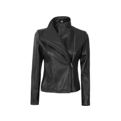 Arezzo Black Flap Closure Leather Cafe Racer Jacket