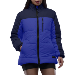 Ashley Womens Two Tone Blue Puffer Jacket