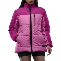 Ashley Womens Two Tone Pink Puffer Jacket