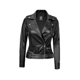 Asymmetrical Black Leather Moto Jacket Women