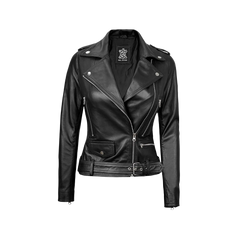 Asymmetrical Black Leather Moto Jacket Women