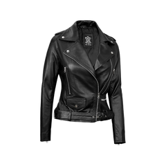 Asymmetrical Black Leather Moto Jacket Women