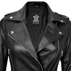 Asymmetrical Black Leather Moto Jacket Women