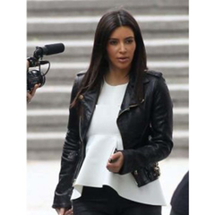 Attractive Kim Kardashian Leather Jacket