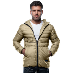 Austin Beige Hooded Puffer Jacket – Lightweight & Insulated