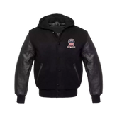 Avirex MILLIONAIRE Varsity Bomber Solid Black Wool Body & Leather Sleeves jacket