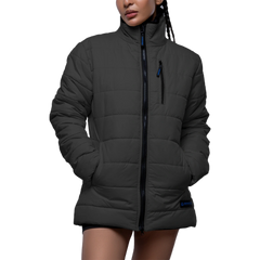 Azaria Womens Dark Gray Insulated Puffer Jacket