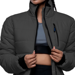 Azaria Womens Dark Gray Insulated Puffer Jacket