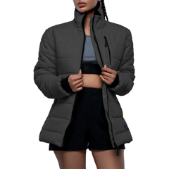 Azaria Womens Dark Gray Insulated Puffer Jacket