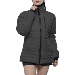Azaria Womens Dark Gray Insulated Puffer Jacket