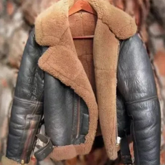 B3 RAF Brown Unisex Bomber Flying Aviator Fur Irvin Real Shearling Leather Jacket