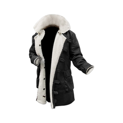 Bane Swedish Bomber Real Leather Black Winter Coat