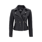 Bari Black Women's Real Leather Biker Jacket