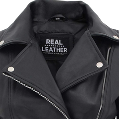 Bari Black Women's Real Leather Biker Jacket