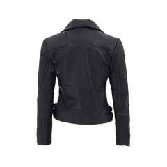 Bari Black Women's Real Leather Biker Jacket