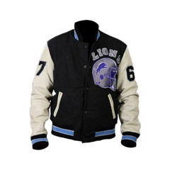 Beverly Hills Cop Axel Foley Detroit Lions Wool - PU Leather Sleeves Jacket