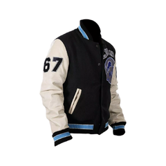 Beverly Hills Cop Axel Foley Detroit Lions Wool - PU Leather Sleeves Jacket