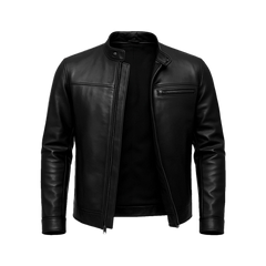 Bickford Men's Black Real Leather Biker Jacket