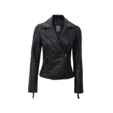 Biker Style Women's Black Asymmetrical Leather Jacket