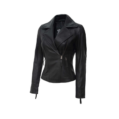 Biker Style Women's Black Asymmetrical Leather Jacket