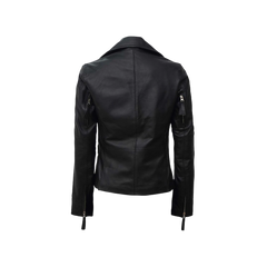 Biker Style Women's Black Asymmetrical Leather Jacket