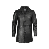 Black Mens 3 4 Length Leather Car Coat