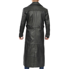 Black Men's Long Leather Duster Coat