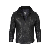 Men's Black Waxed Cafe Racer Leather Jacket