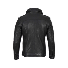 Men's Black Waxed Cafe Racer Leather Jacket