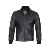 Men's Black Real Cowhide Leather Bomber Jacket