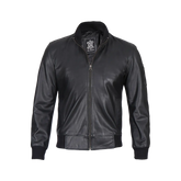 Men's Black Real Cowhide Leather Bomber Jacket
